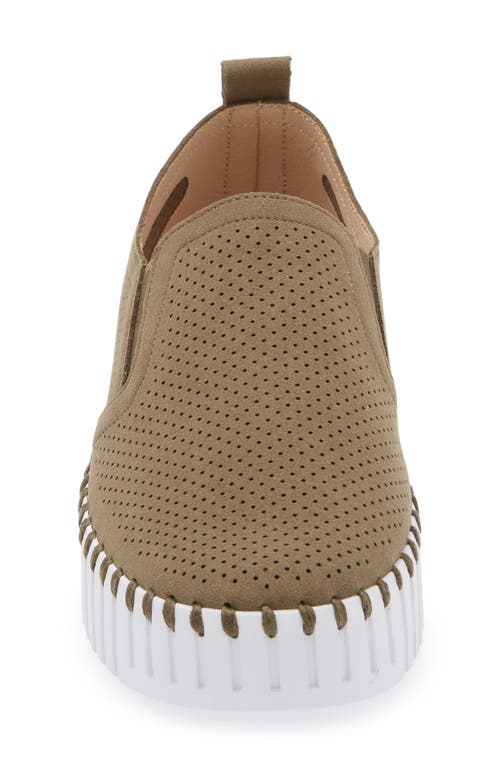 Ilse Jacobsen Tulipu Perforated Platform Sneaker In Deep Olive