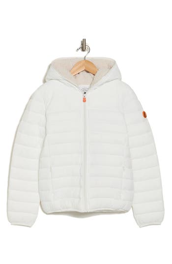 Save The Duck Kids' Wind & Water Resistant Fleece Lined Puffer Jacket In Off White