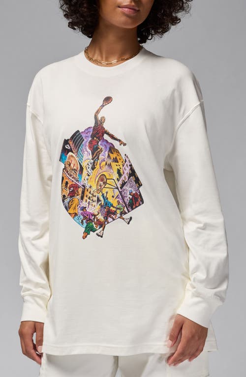 Jordan Oversize Long Sleeve Cotton Graphic T-Shirt in Sail 