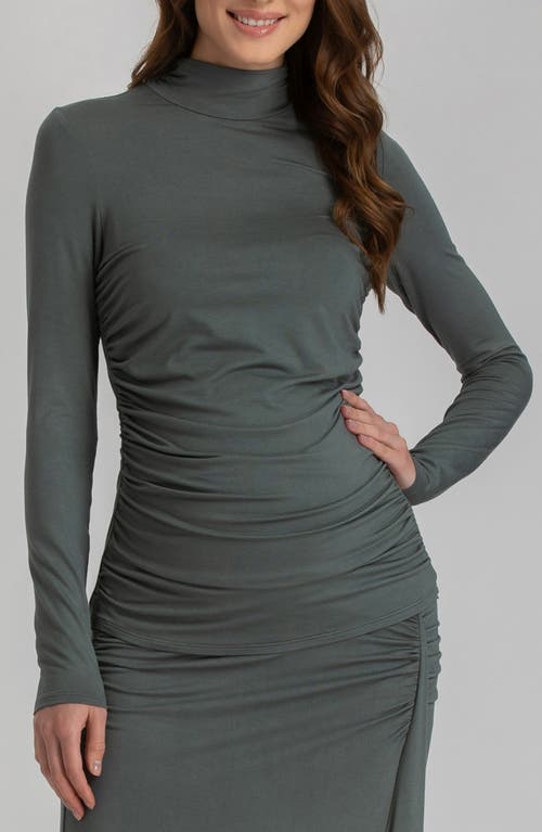 Shop Pietro Brunelli Ruched Moc Neck Maternity T-shirt In Medium Green