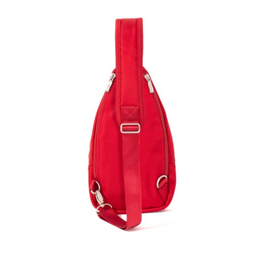 Shop Baggallini Central Park Sling Bag In Crimson Red Twill