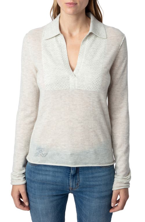 Shop Zadig & Voltaire Sally Diamanté V-neck Cashmere Sweater In Neige