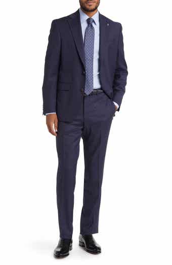 Jack Victor Men's Dean Blue Solid Wool Stretch Suit