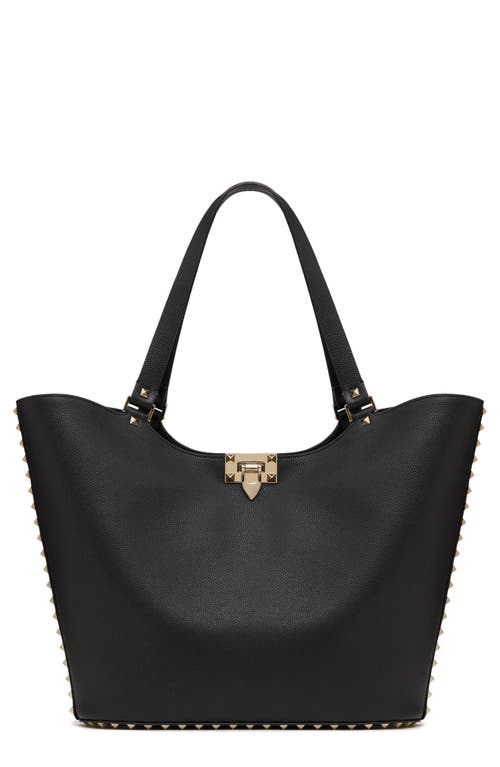 Valentino Garavani Rockstud Leather Tote in Nero at Nordstrom