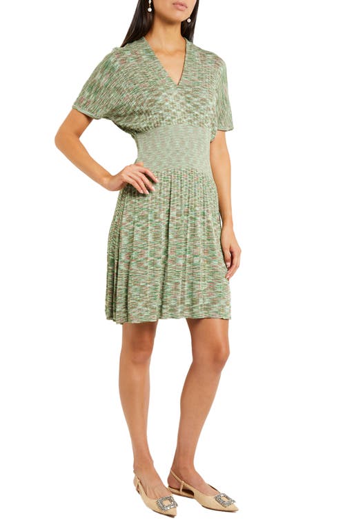 Misook Pleated Fit & Flare Sweater Dress Clvr/grn/chr at Nordstrom,