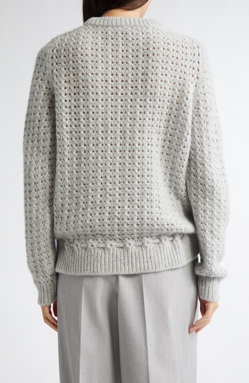 Johnstons Of Elgin Open Knit Donegal Cashmere Sweater In Pale Grey Donegal