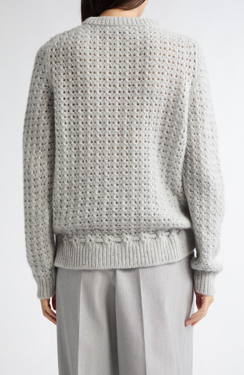 Shop Johnstons Of Elgin Open Knit Donegal Cashmere Sweater In Pale Grey Donegal