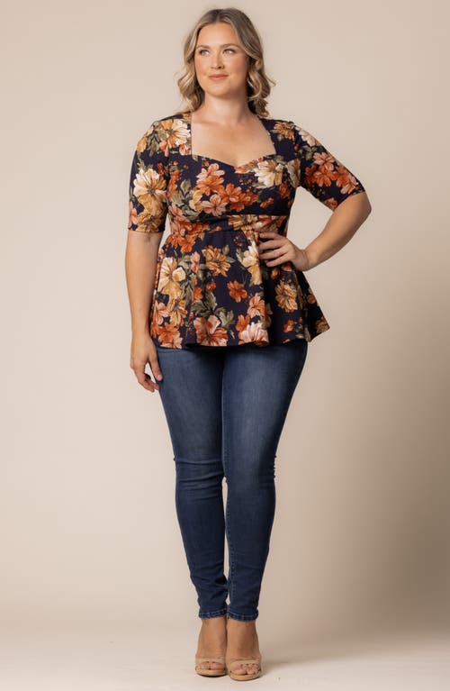 Shop Kiyonna Posh Peplum Top In Autumn Garden