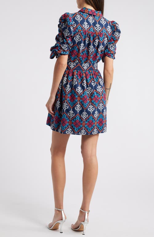 Shop Ciebon Scarlette Embroidered Tie Waist Minidress In Navy Multi