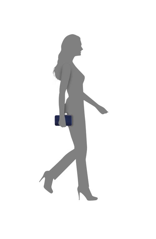 Nina Satin Minaudiere With Crystal Clasp In New Navy