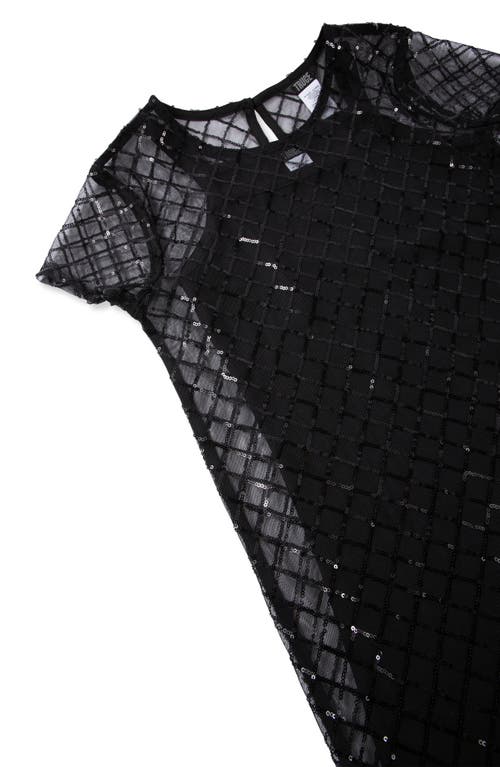 Shop Truce Kids' Sequin Mesh Dress In Black