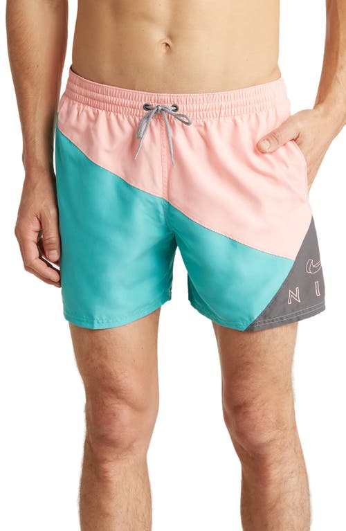 Shop Nike Volley Swim Trunks In Pink/teal/iron Grey