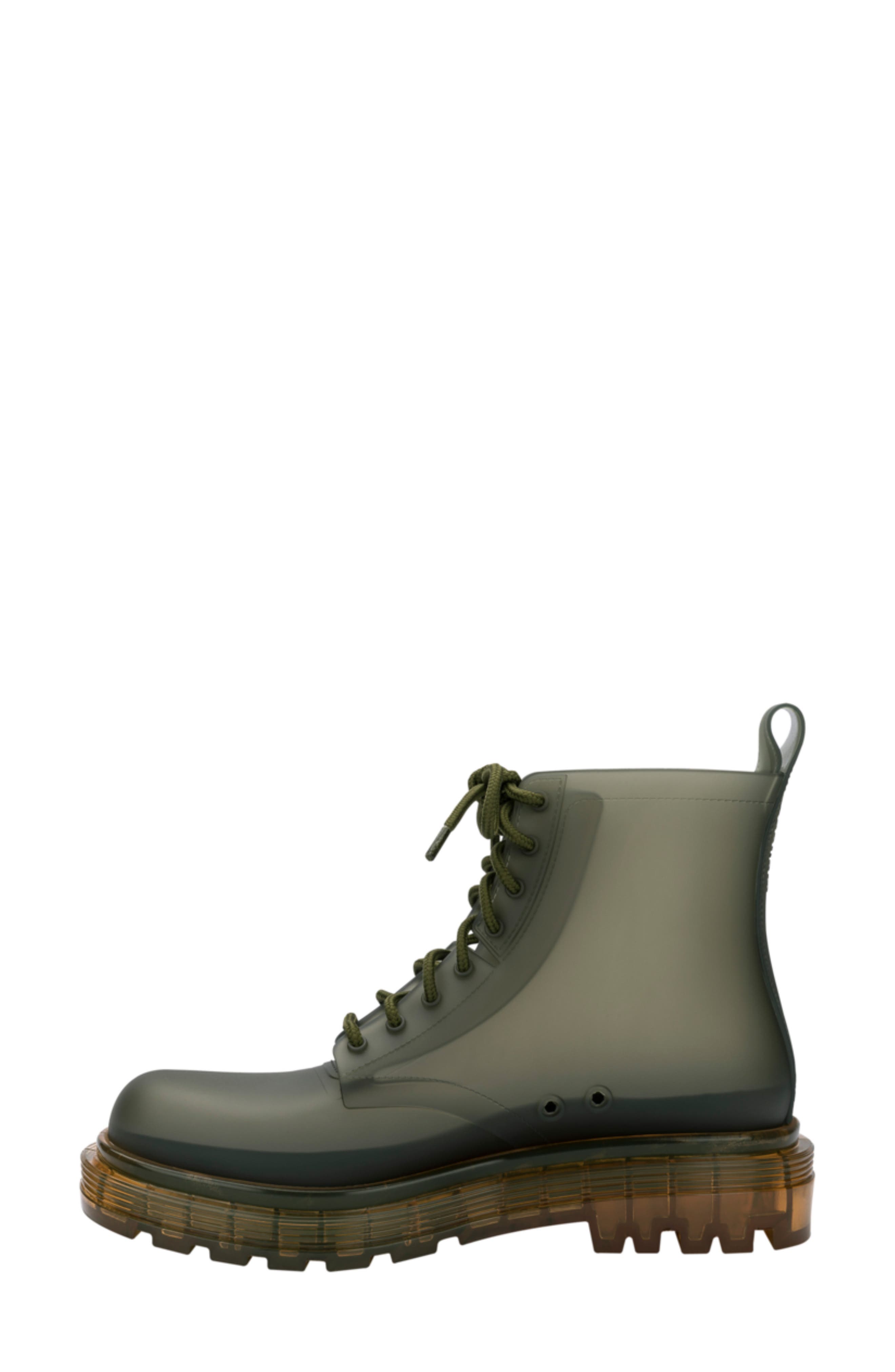 Melissa Coturno Combat Boot in Clear Yellow Green Smart Closet