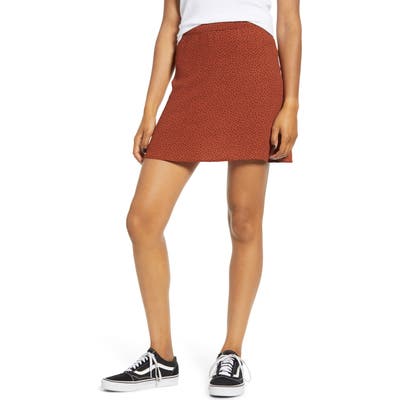 Bp. Print Mini Skater Skirt, Brown