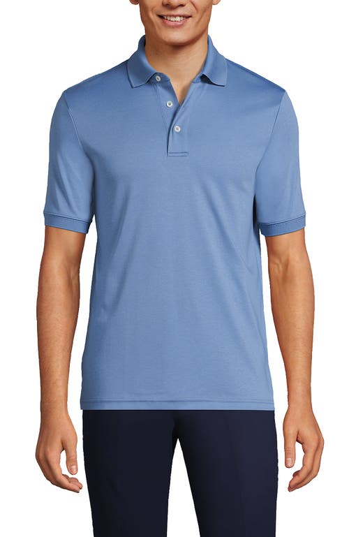 Shop Lands' End Short Sleeve Cotton Supima Polo Shirt In Muted Blue