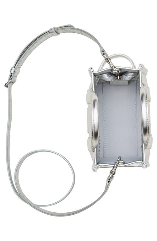 Shop Marc Jacobs The Crossbody Metallic Leather Tote In Metallic Silver