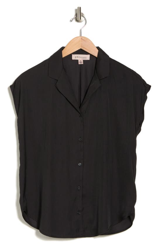 Shop Philosophy By Rpublic Clothing Cap Sleeve Camp Shirt In Black