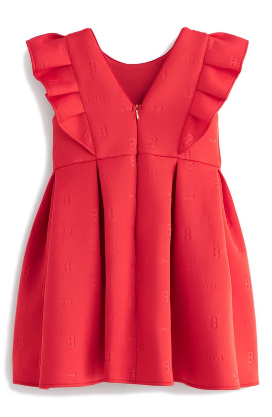 Shop Baker By Ted Baker Kids' Ruffle Shoulder Scuba Dress In Red