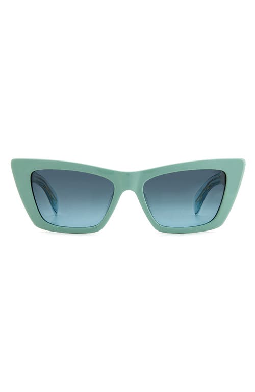 53mm Cat Eye Sunglasses in Green/Gray Shaded Green