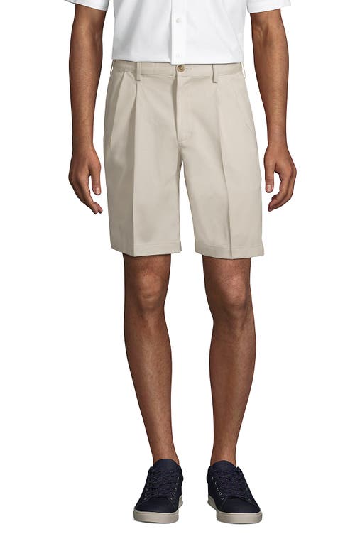 Shop Lands' End Comfort Waist Pleated 9" No Iron Chino Shorts In Light Stone