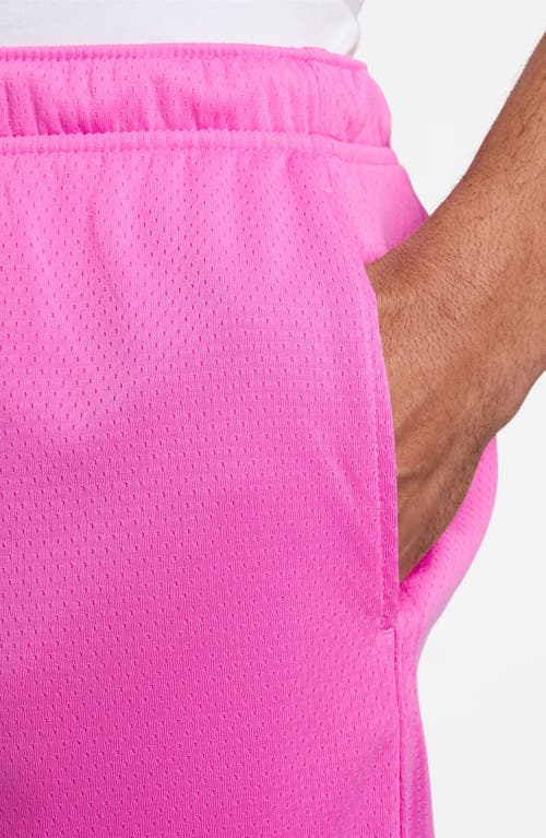 Shop Nike Club Flow Mesh Athletic Shorts In Playful Pink/white