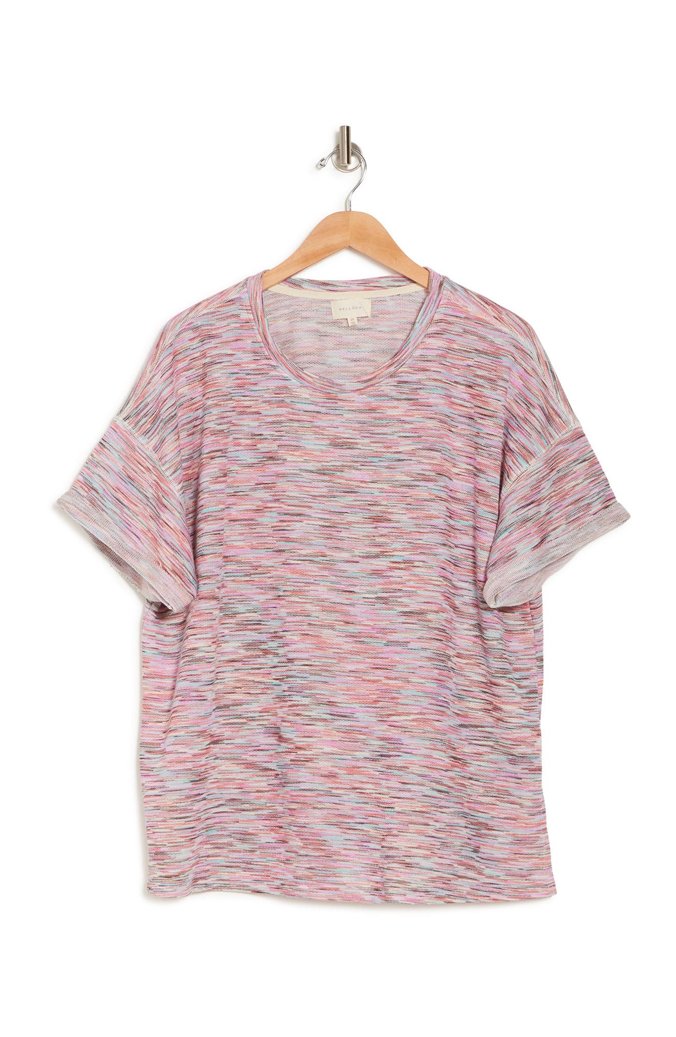 Melloday Space Dye Dolman Sleeve T-shirt In Pink Combo