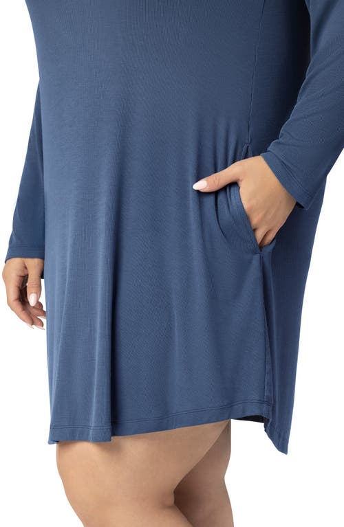 Shop Kindred Bravely Riley Rib Jersey Nursing Nightgown In Slate Blue