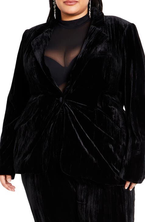 Velvet Robe Blazer, Women's Plus Size Coats + Jackets