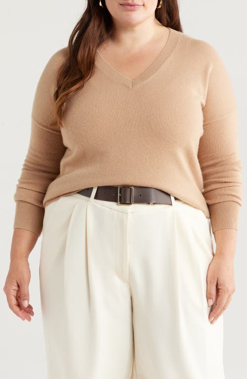 Shop Nordstrom Cashmere V-neck Sweater In Camel