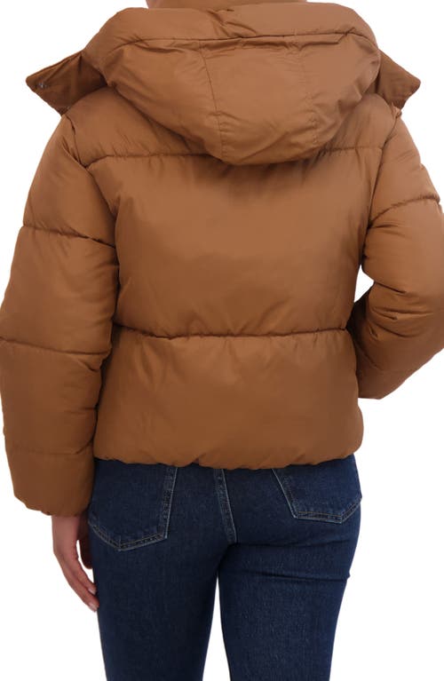 Sebby Short Hooded Puffer Jacket In Duck Brown