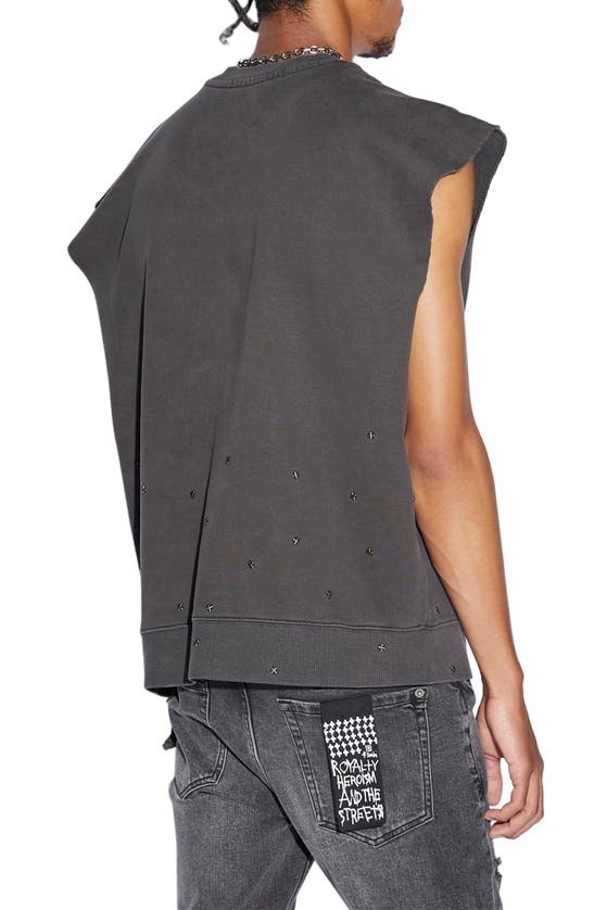 Shop Ksubi Jupiter Slash Studded Sleeveless Cotton Sweatshirt In Black
