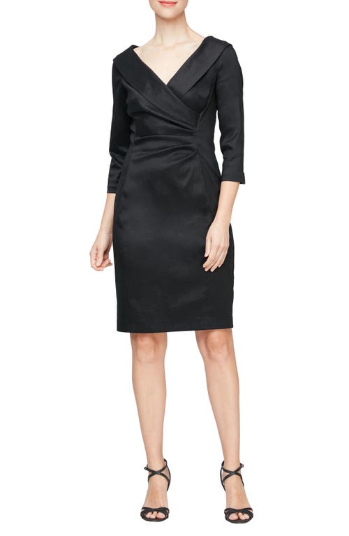 Alex Evenings Taffeta Sheath Cocktail Dress in Black Smart Closet