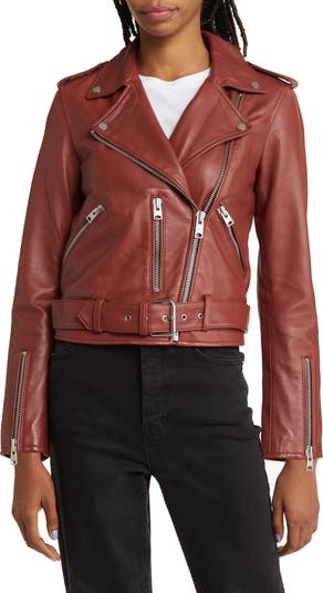 Allsaints red leather on sale jacket