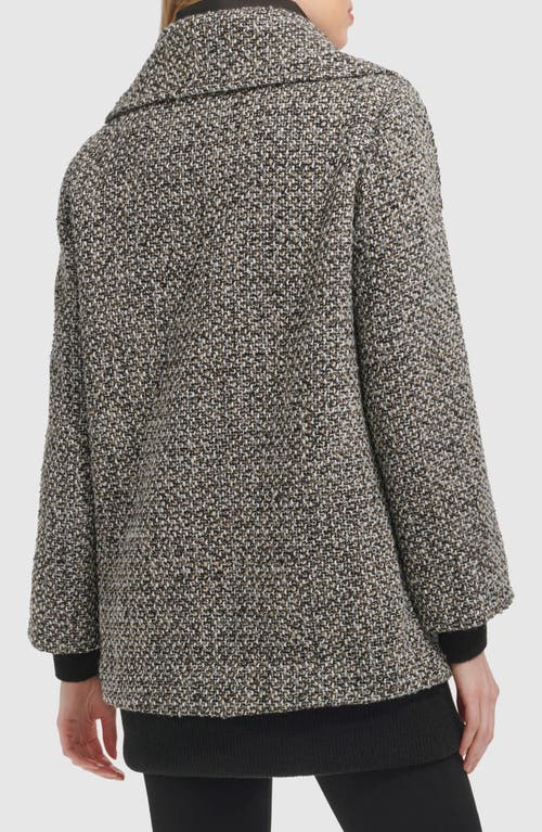 Shop Kenneth Cole New York Wool Blend Tweed Coat With Quilted Insulated Liner In Black Multi