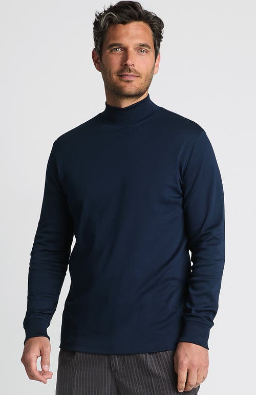 Shop Lands' End Cotton Supima Mock Turtleneck In Radiant Navy