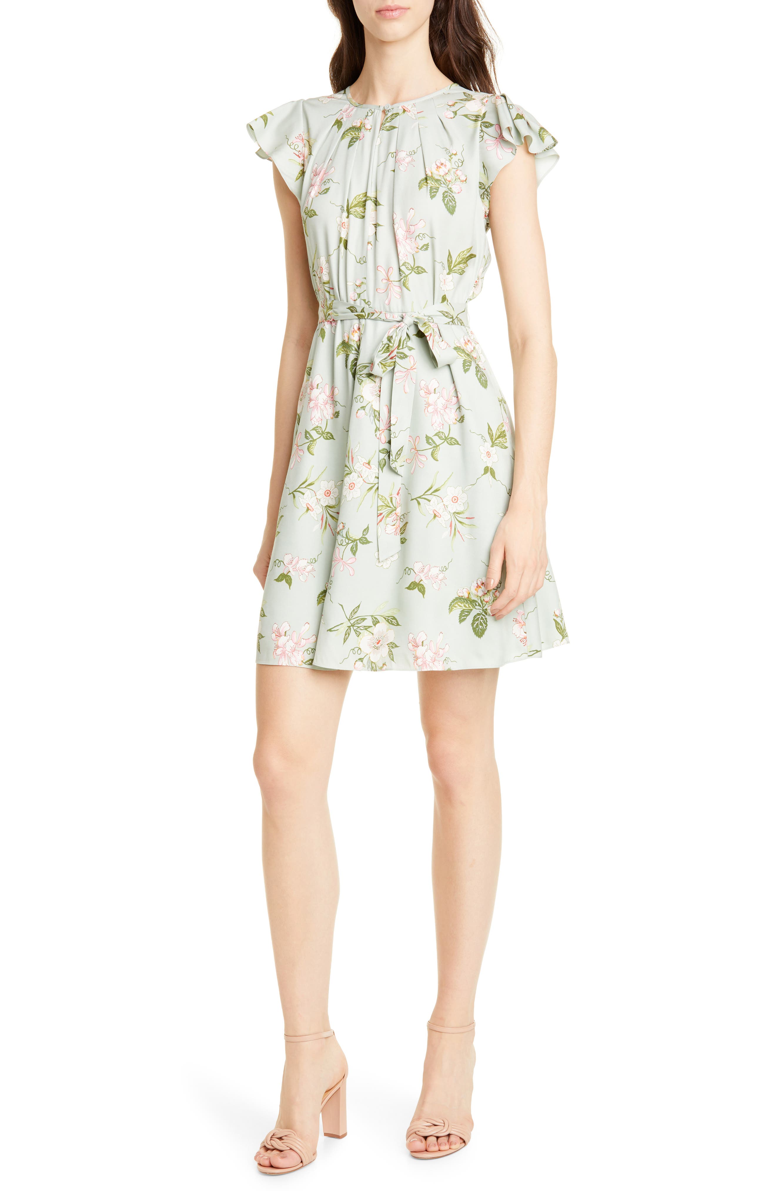 Rebecca Taylor Lita Floral Print Silk Blend Dress