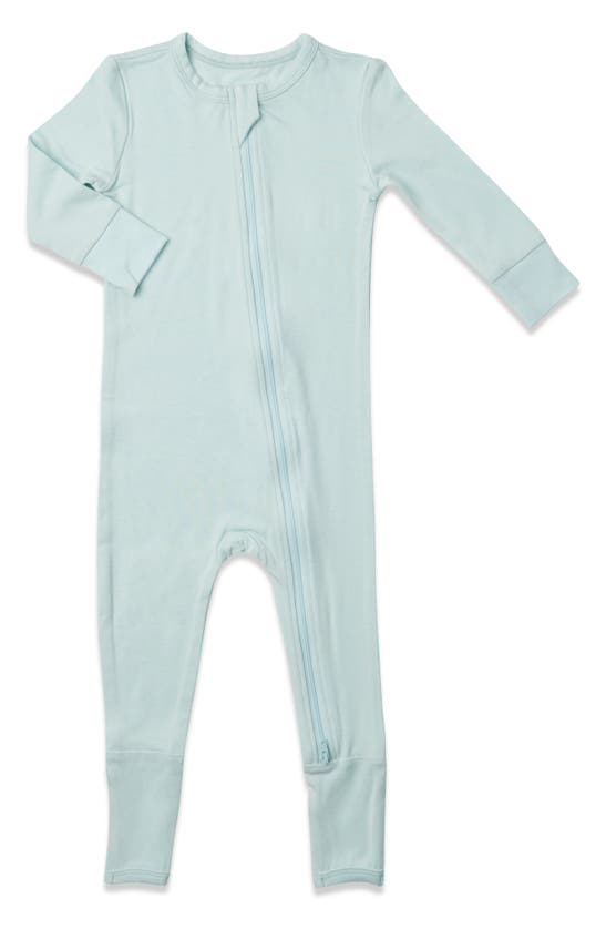 Shop Baby Grey By Everly Grey Print Footie In Whispering Blue/