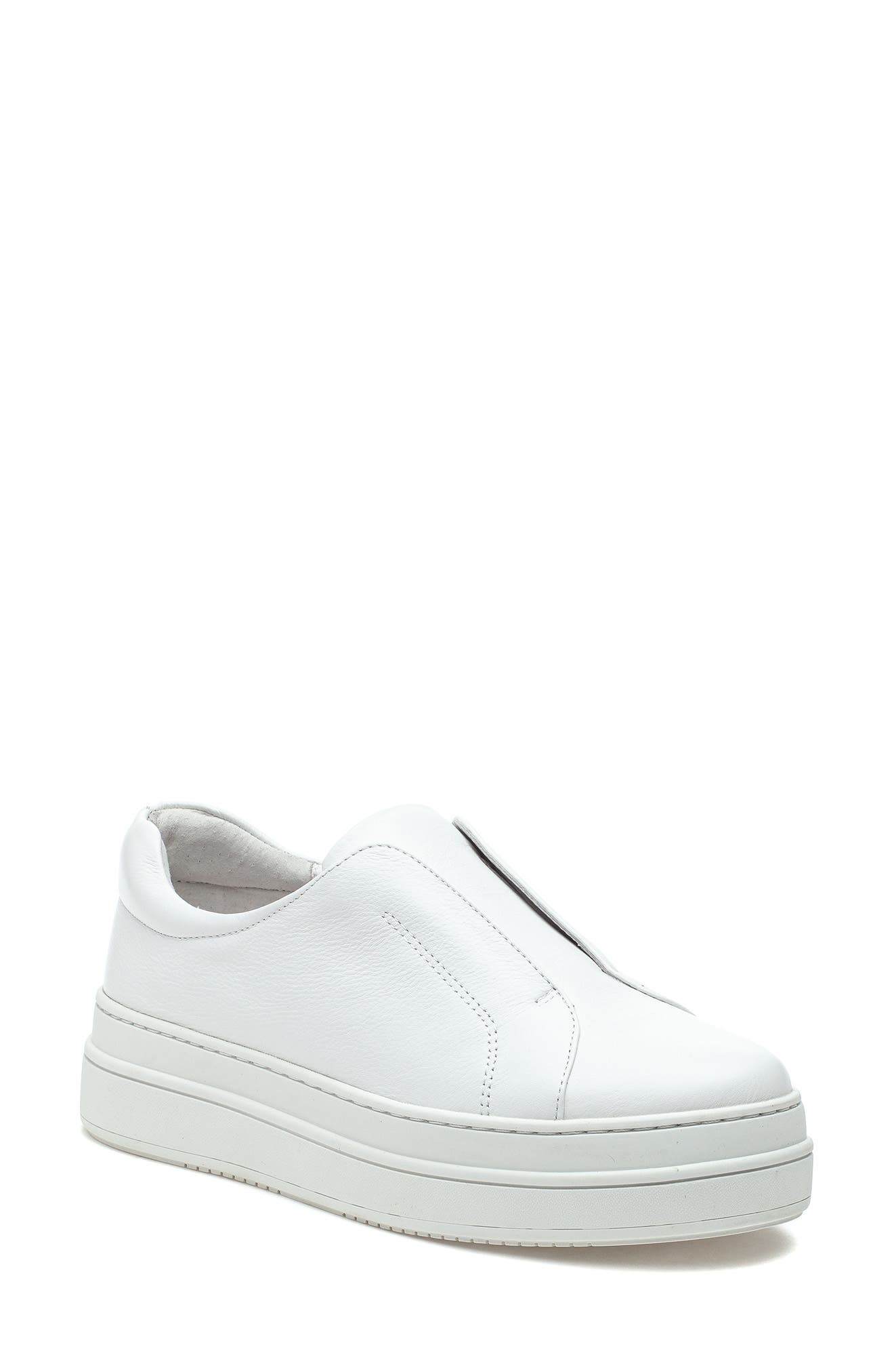 womens white laceless sneakers