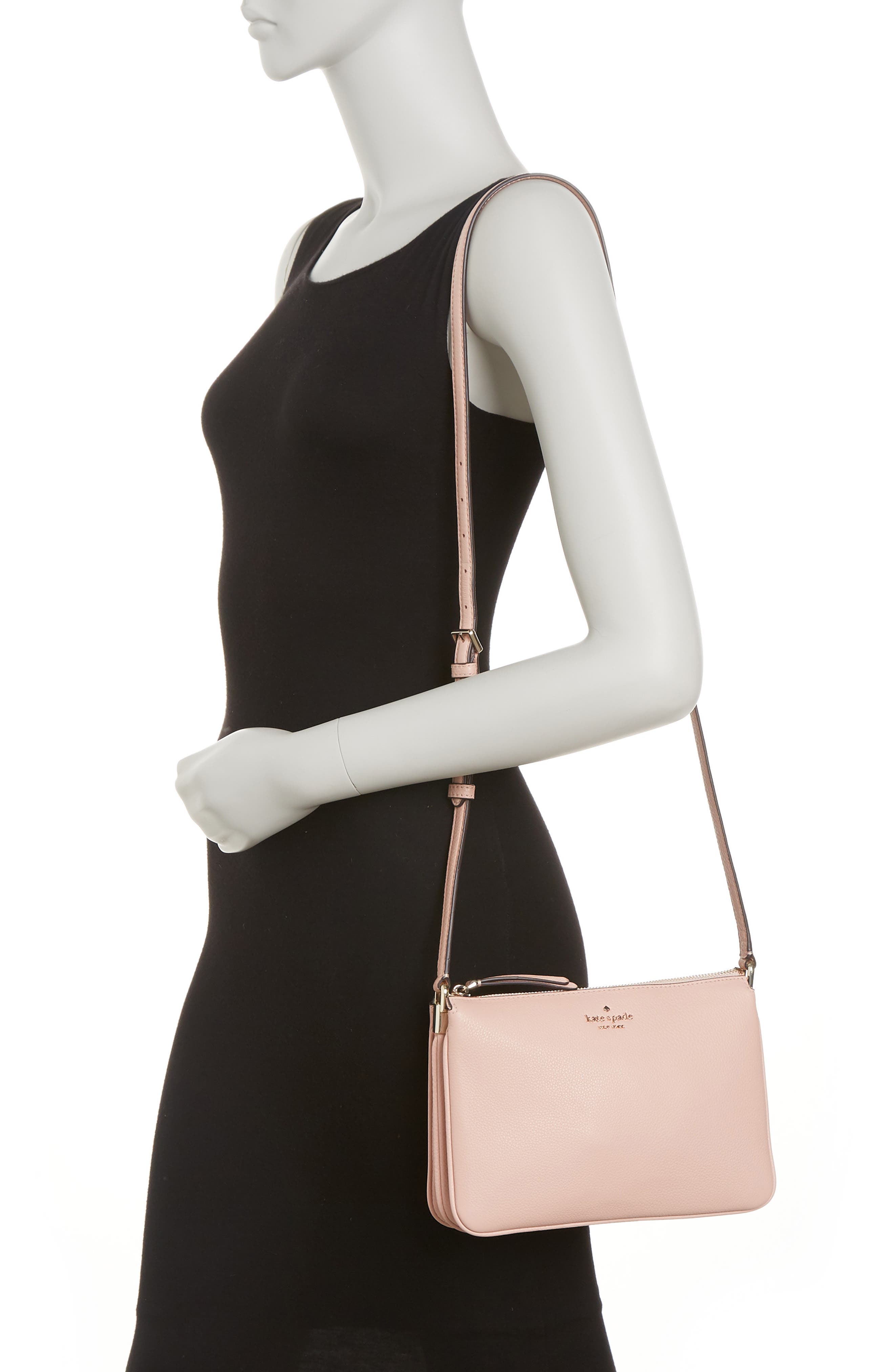 Kate Spade Triple Gusset Leather Crossbody Bag In Rosy Cheeks