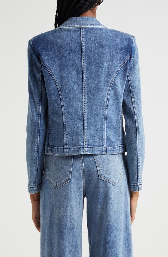 Shop L Agence L'agence Wayne Crop Denim Double Breasted Jacket In Toronto