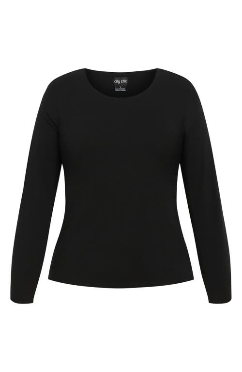 Shop City Chic Noa Long Sleeve Stretch Cotton Top In Black