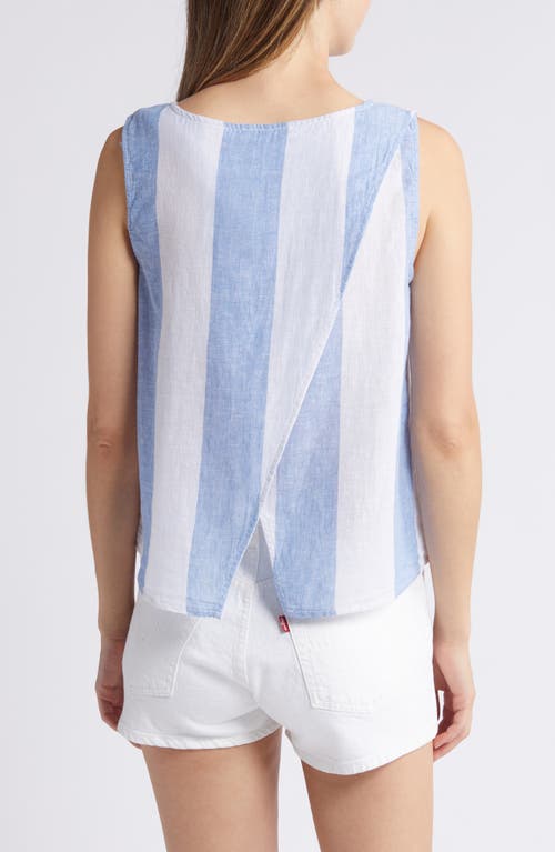 Shop Beachlunchlounge Kelis Stripe Layered Back Sleeveless Linen & Cotton Top In Morocco Sky