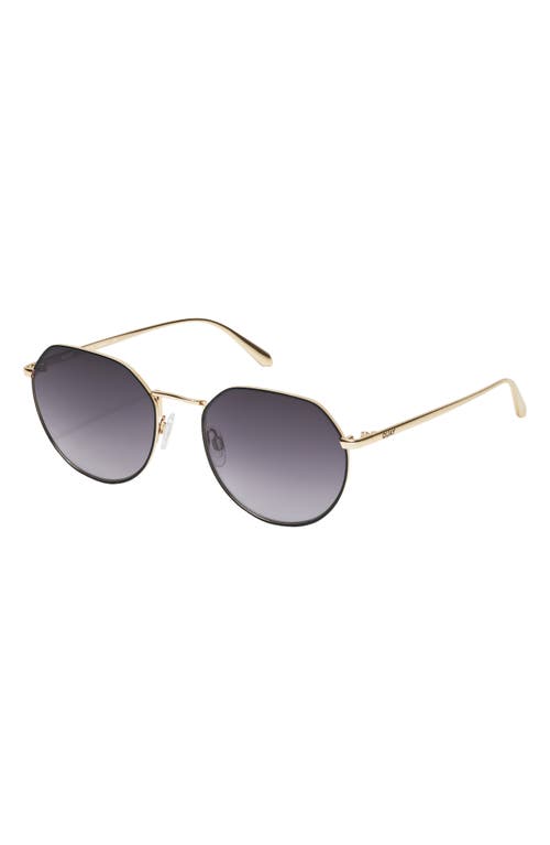 Shop Quay Rooftop 50mm Polarized Round Sunglasses In Black Gold/smoke