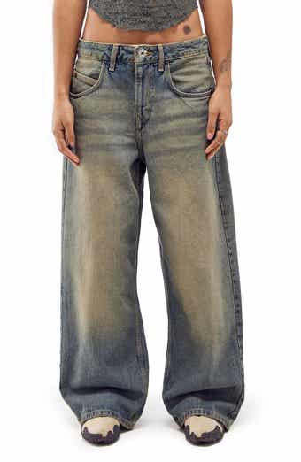 BDG Cyber Stone Tinted Star Applique Y2k Cargo Jeans in Grey