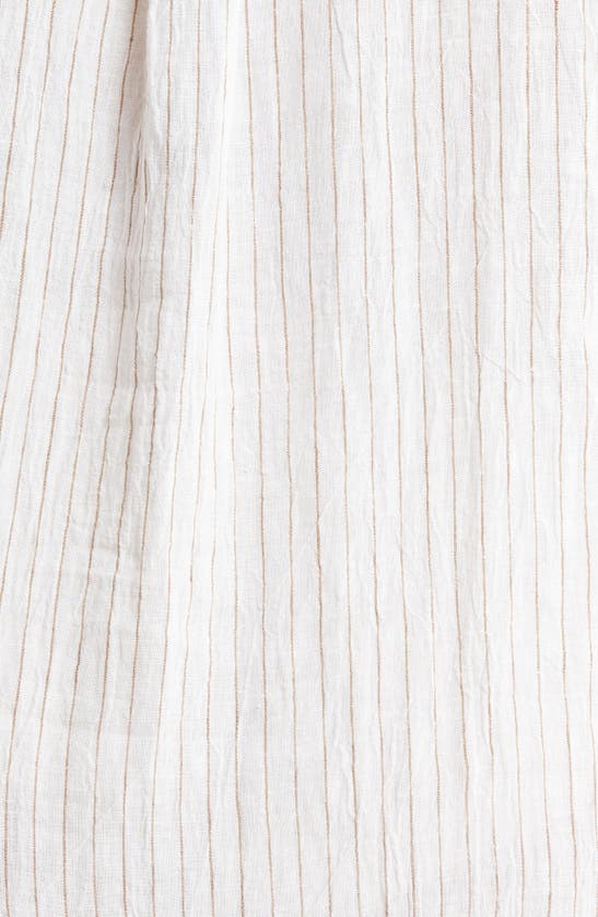 Shop Eileen Fisher Classic Collar Stripe Organic Linen Shirtdress In White/ Bronze