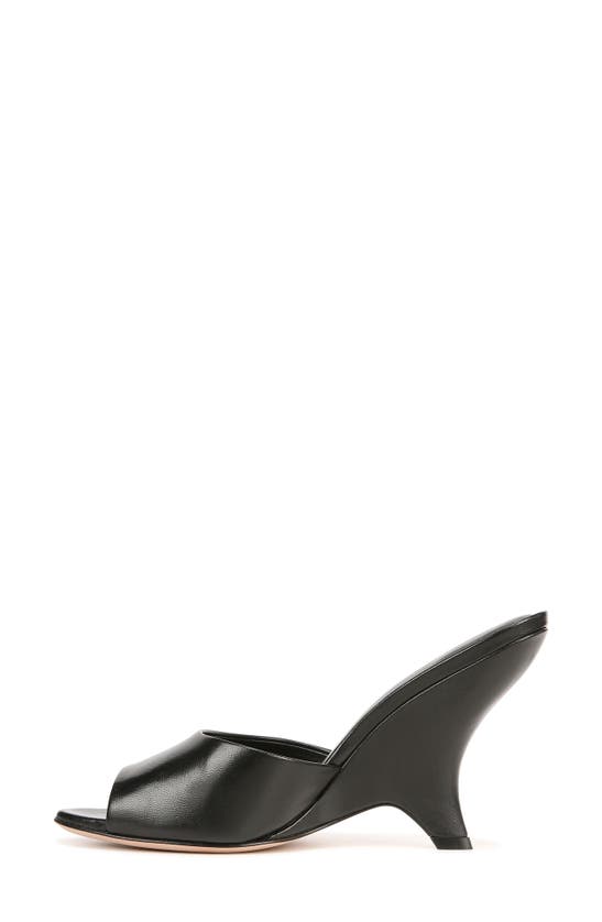 Veronica Beard Mila Leather Peep-toe Wedge Sandals In Black