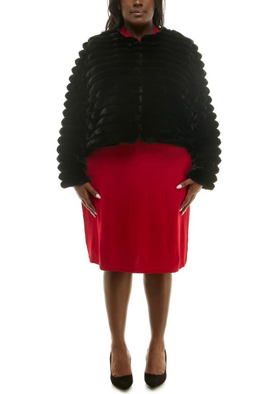 Shop Nina Leonard Faux Fur Bolero Jacket In Black