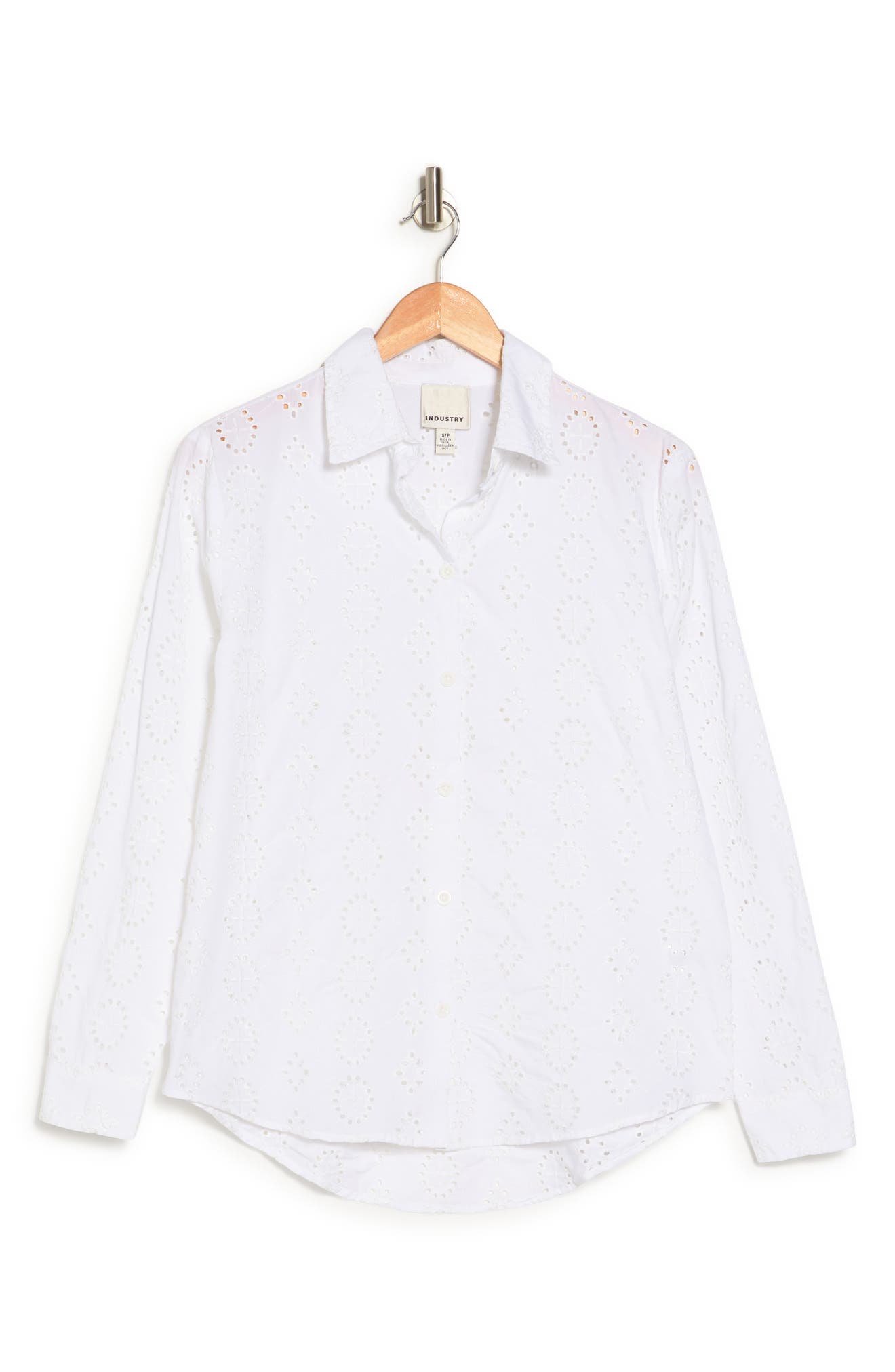 INDUSTRY REPUBLIC CLOTHING Long Sleeve Embroidered Eyelet Shirt