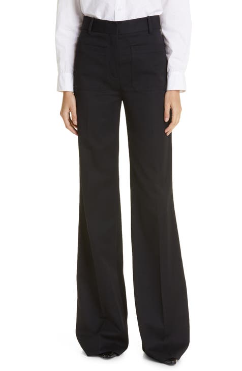 Versace High-rise Wool-blend Flared Pants in Black