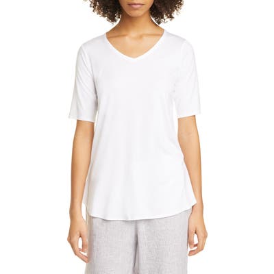 Eileen Fisher V-Neck Tunic Top, White